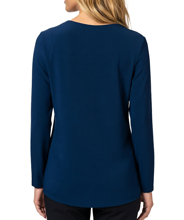 Blue Generation Women’s Matte Jersey Pleated V-Neck Blouse
