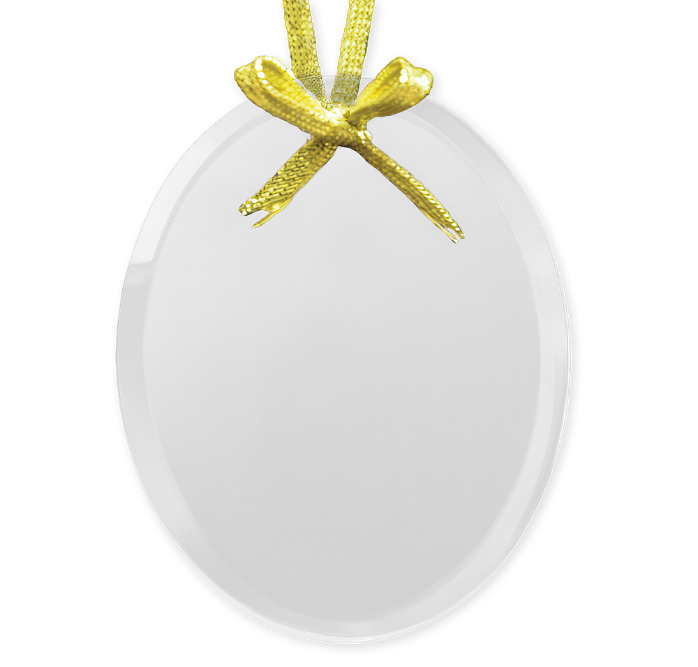 Laser Engraved Oval Glass Ornament-default