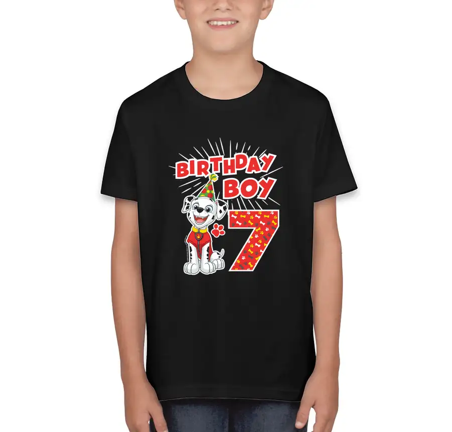 Paw Patrol - Birthday Boy Marshall - 7th Birthday - Bella + Canvas Youth Jersey T-shirt