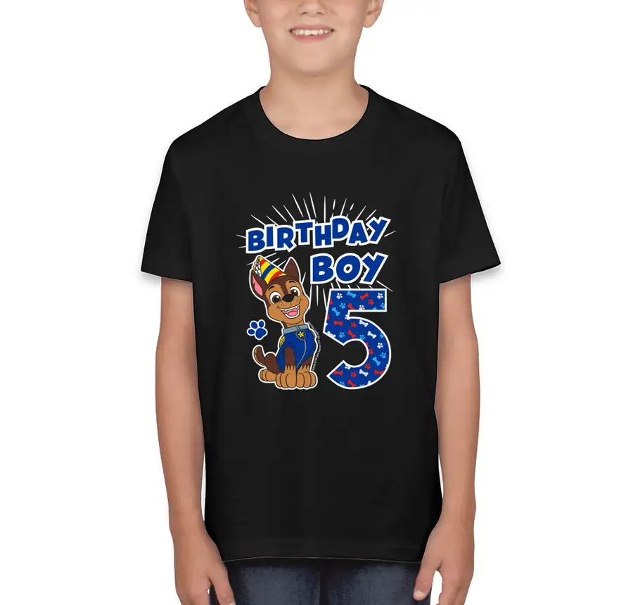 Paw Patrol - Birthday Boy Chase - 5th Birthday - Bella + Canvas Youth Jersey T-shirt