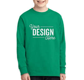 Port & Company Youth Core Cotton Long Sleeve T-shirt - Color: Kelly