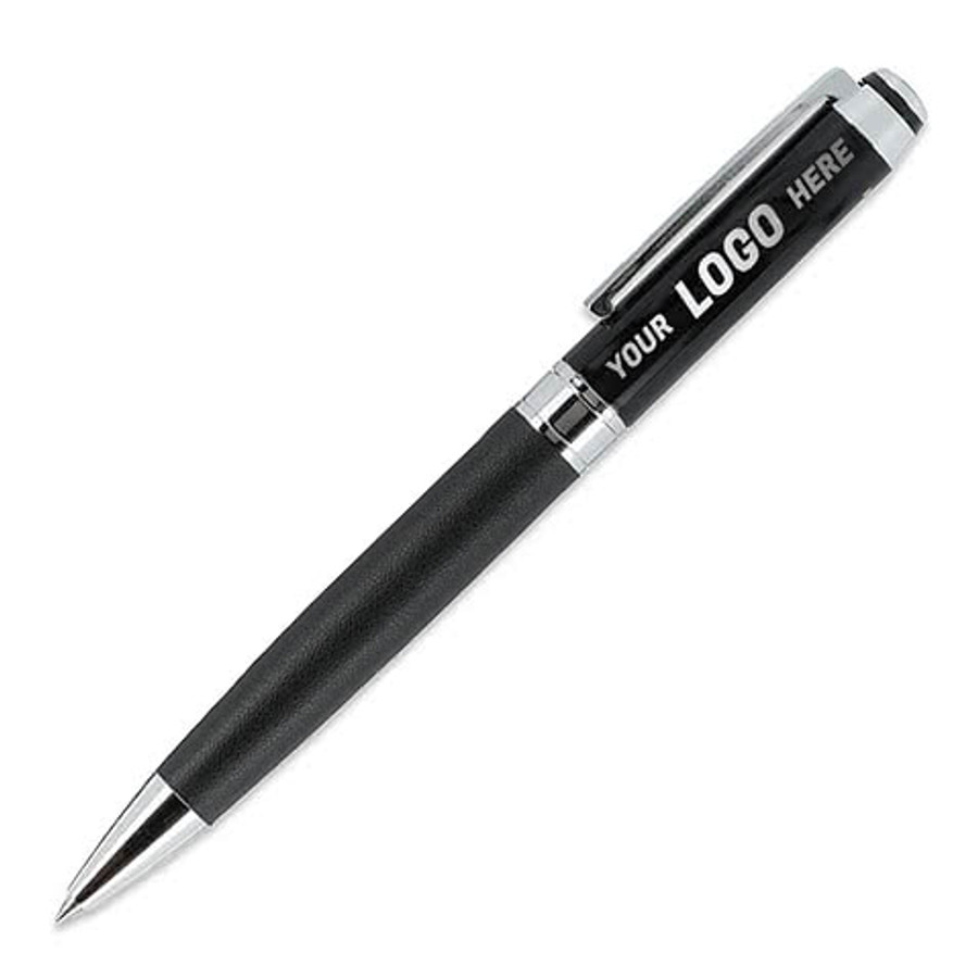 Laser Engraved Hyde Recycled Brass Gel Ballpoint Pen (black ink) in Black