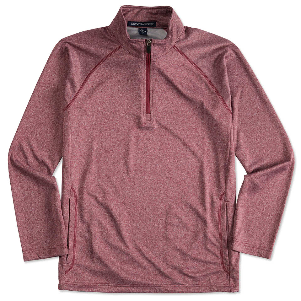 Devon & Jones Heather Quarter Zip Performance Pullover