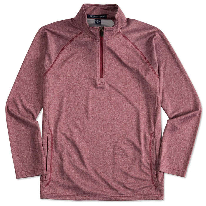 Devon & Jones Heather Quarter Zip Performance Pullover