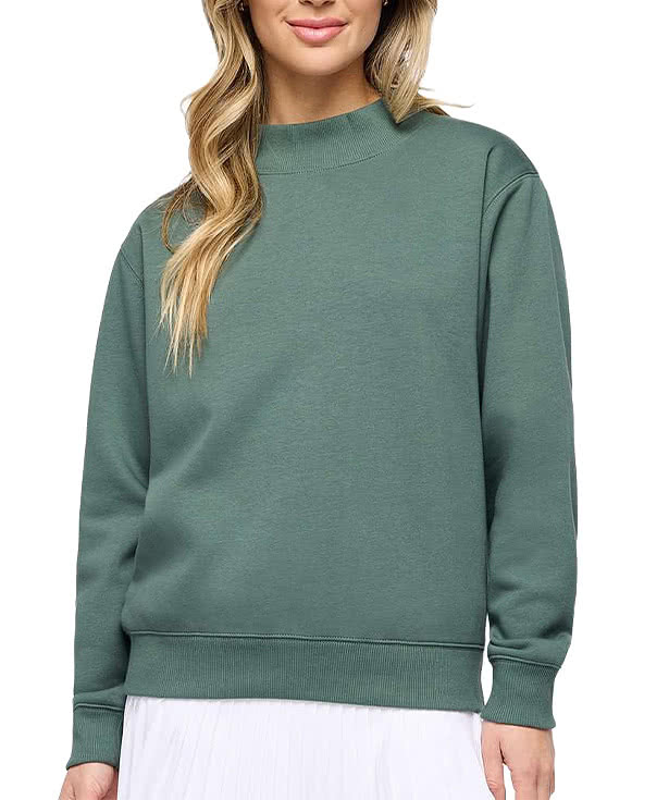 Live & Tell by LAT Mock Neck Fleece Crewneck Sweatshirt