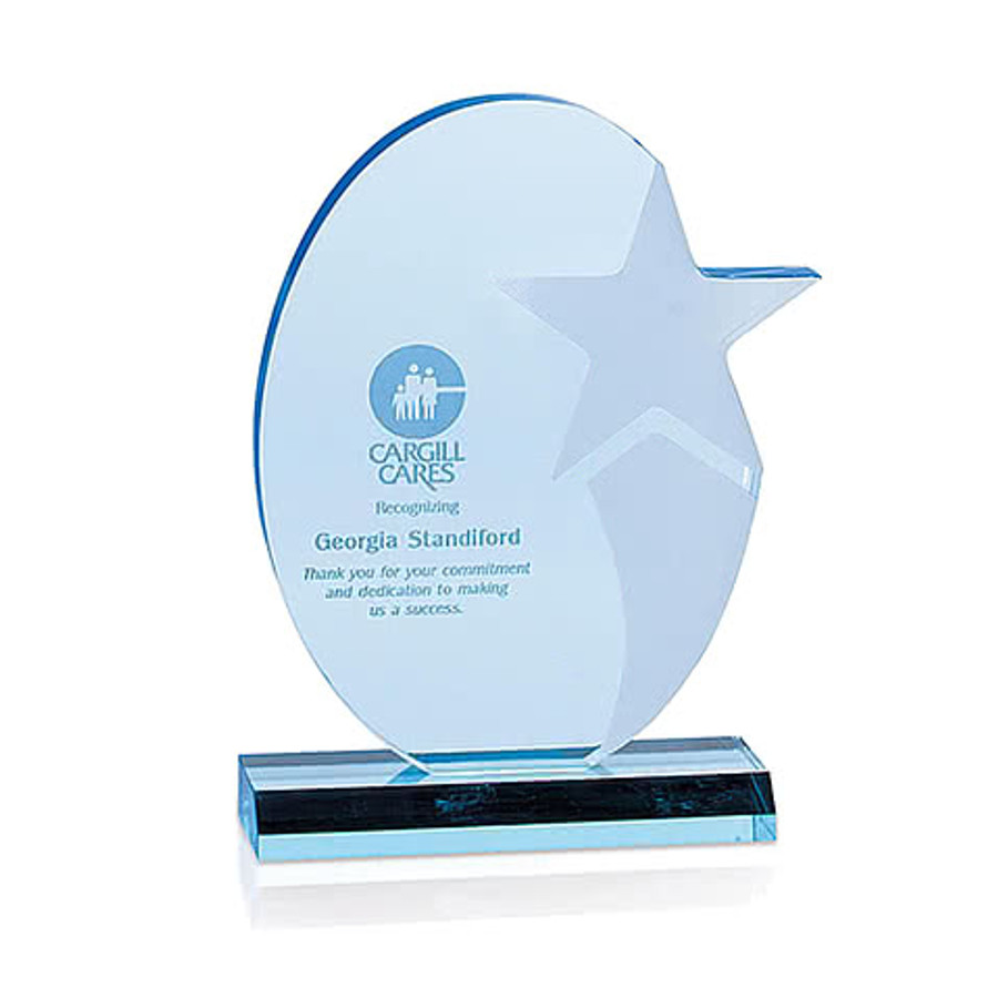 Laser Engraved Stellar Award in Blue