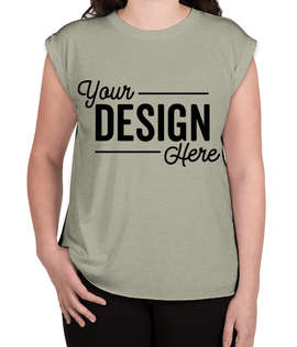 Bella + Canvas Women's Flowy Rolled Cuff T-shirt - Color: Heather Stone