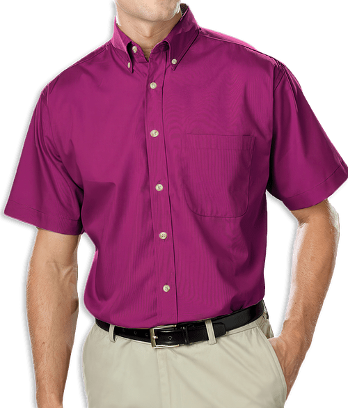 Blue Generation Superblend Poplin Short Sleeve Dress Shirt - Printed in Berry