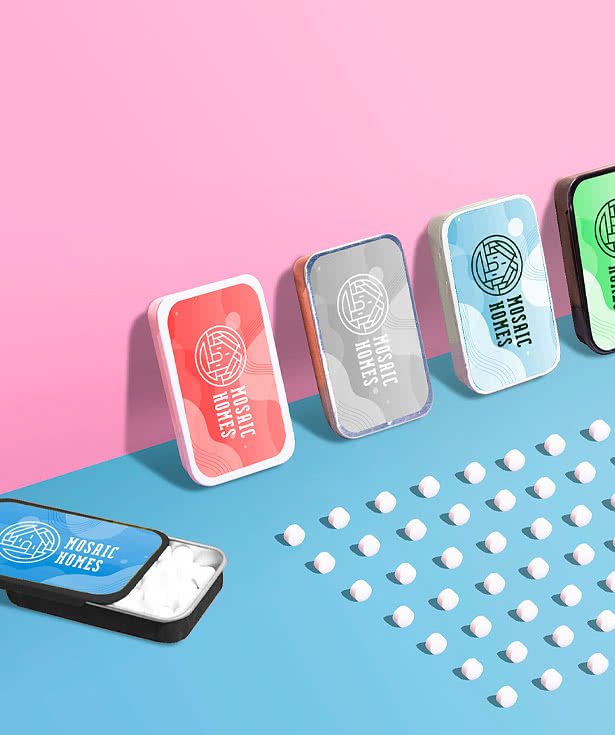 Full Color Peppermint Mints Sliding Tin