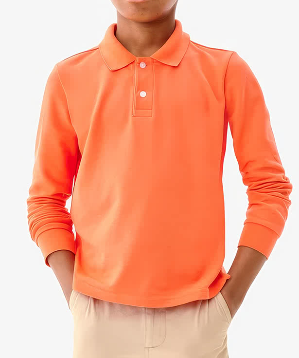 Primary Youth Recycled Long Sleeve Pique Polo