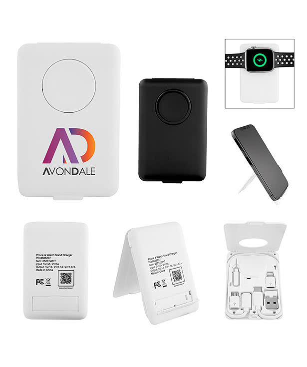Phone & Watch Charging Stand with Cable Adapters
