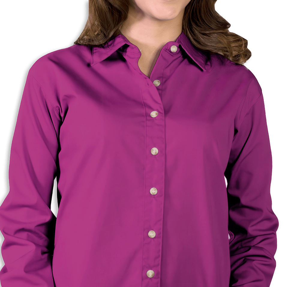 Blue Generation Women's Superblend Poplin Long Sleeve Dress Shirt - Printed-default