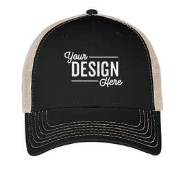 Otto Cap Low Profile Two-Tone Trucker Hat - Color: Black / Black / Khaki