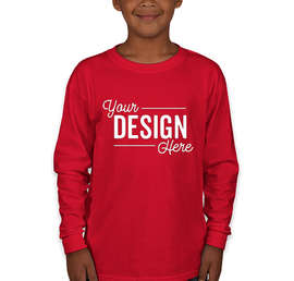 Canada - Gildan Youth Ultra Cotton Long Sleeve T-shirt - Color: Red