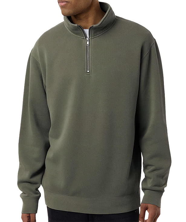 Independent Trading Pigment-Dyed Quarter Zip Pullover