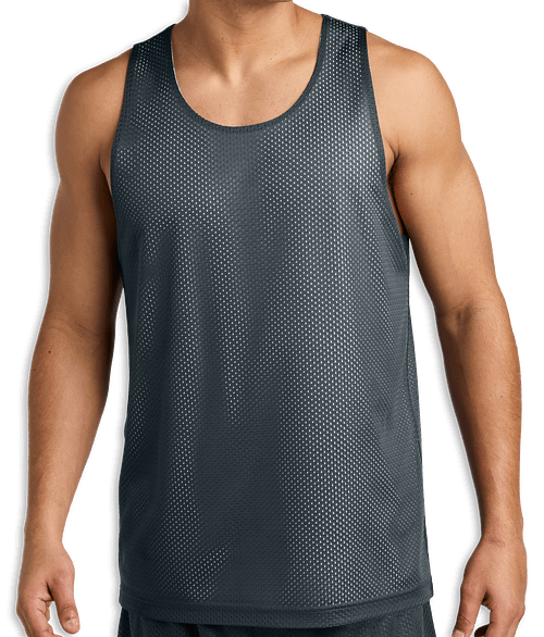 Sport-Tek Mesh Reversible Performance Tank in Iron Grey / White