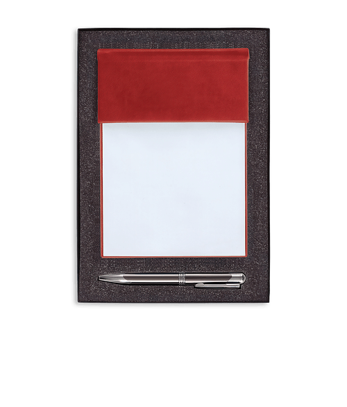 Castelli Debossed Tucson Medio Cube Notepad Gift Set in Red w/Gun Metal