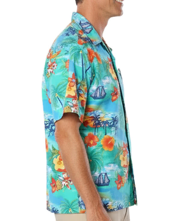 Blue Generation Tropic Print Short Sleeve Camp Shirt