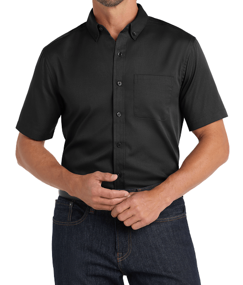 Port Authority SuperPro React Short Sleeve Dress Shirt in Deep Black