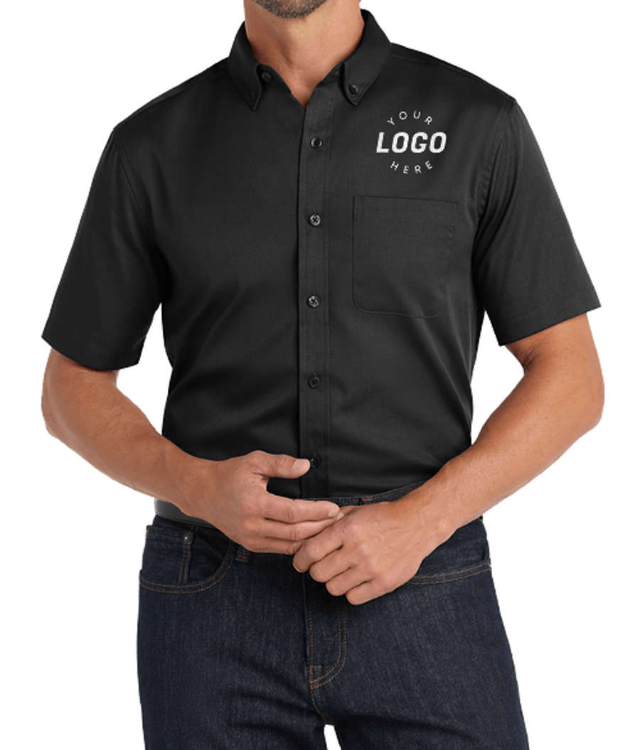 Port Authority SuperPro React Short Sleeve Dress Shirt in Deep Black
