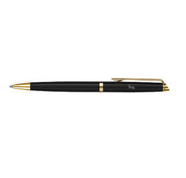 Laser Engraved Waterman Hemisphere Ballpoint Pen (blue ink) - Color: Black Laquer / Gold Trim