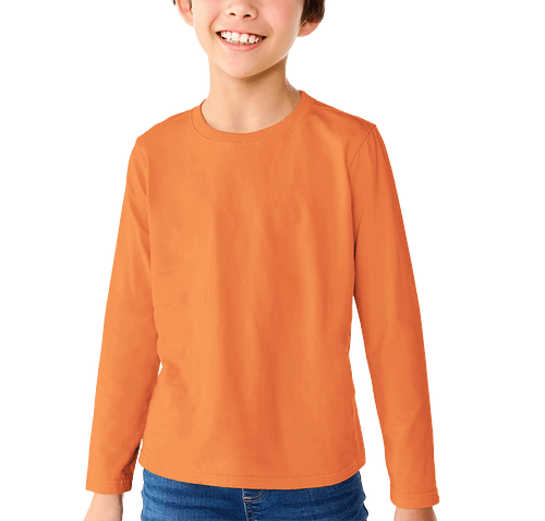Primary Youth Classic Cotton Jersey Long Sleeve T-shirt in Cantaloupe