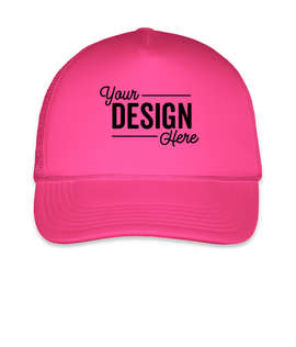 Mega Cap Five‑Panel Foam Snapback Trucker Hat - Color: Neon Pink