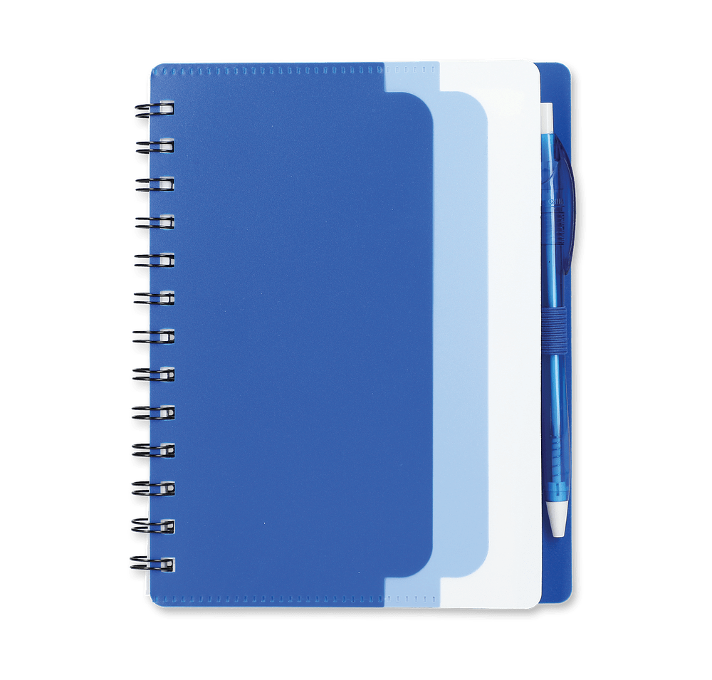 Recycled Soft Cover Dual Pocket Spiral Notebook with Pen-default