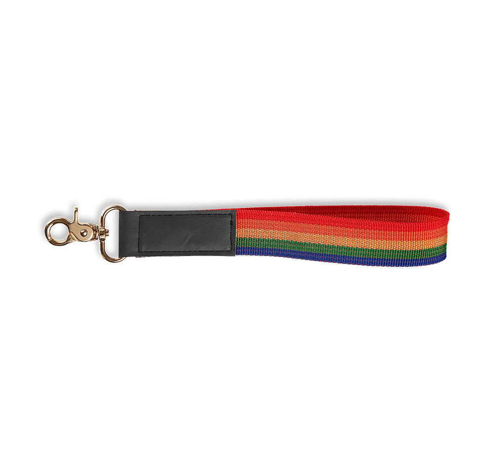 Embossed Rainbow Stripe Wrist Strap Keychain-default