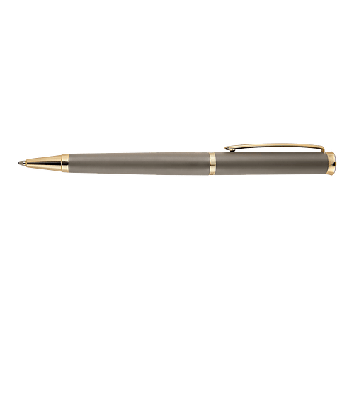 Hugo Boss Laser Engraved Sophisticated Ballpoint Pen (blue ink) in Matte Taupe