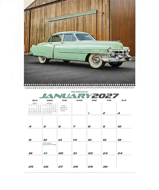 Full Color Classic Cars Spiral Wall Calendar
