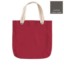 Port Authority Garment Washed Cotton Canvas Contrast Tote Bag - Color: Sangria