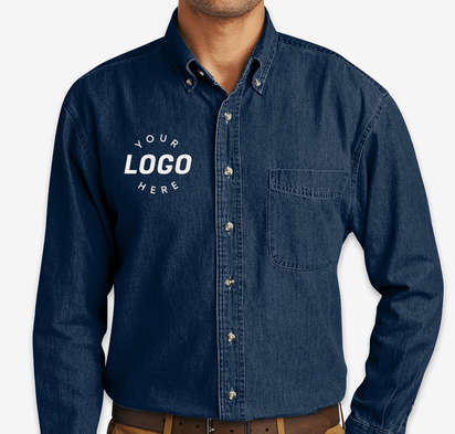 embroidered company dress shirt GVMH Long-Sleeve Men's Dress Shirt with Embroidered logo W100 C Squared Embroidery & Screenprinting