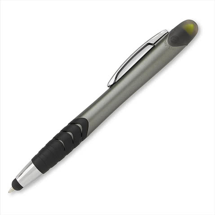 Full Color Souvenir Jalan Highlighter and Ballpoint Stylus Pen (black ink) in Black
