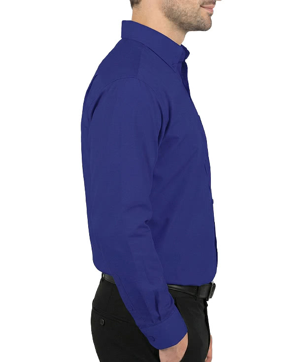 Blue Generation Superblend Poplin Matching Buttons Dress Shirt - Embroidered