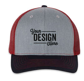 Richardson Snapback Trucker Hat - Color: Heather Grey / Cardinal / Navy