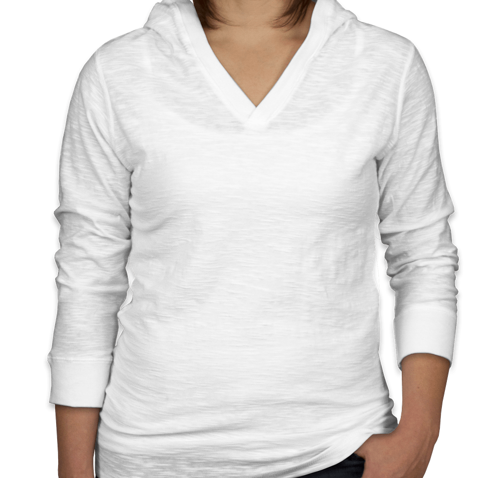 J. America Ladies 3/4 Sleeve Hooded T-shirt-default