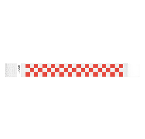 Tyvek Event Wristband in Red Check