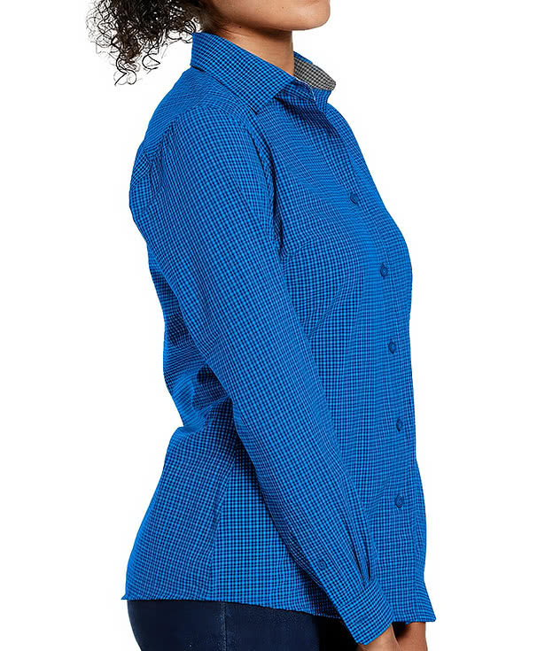 Storm Creek Women's Influencer Microplaid Long Sleeve Dress Shirt - Embroidered