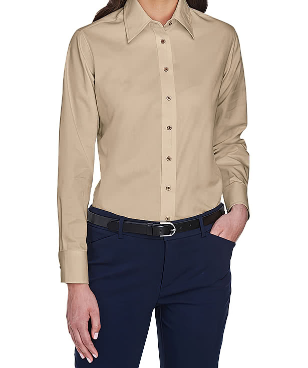 Harriton Women's Easy Blend Long Sleeve Twill Dress Shirt