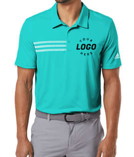 Adidas 3-Stripes Performance Polo - Color: HI-Res Aqua / White