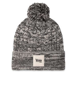 Ahead Aspen Pom Pom Beanie with Ivory Square Patch