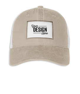 Ahead Solana Pigment Dyed Trucker Hat with White Rectangle Patch - Color: Cobblestone / White