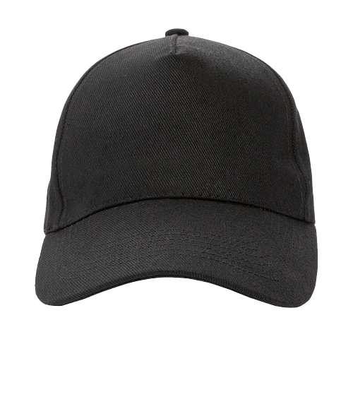 Impact Five-Panel Recycled Cotton Baseball Hat in Black
