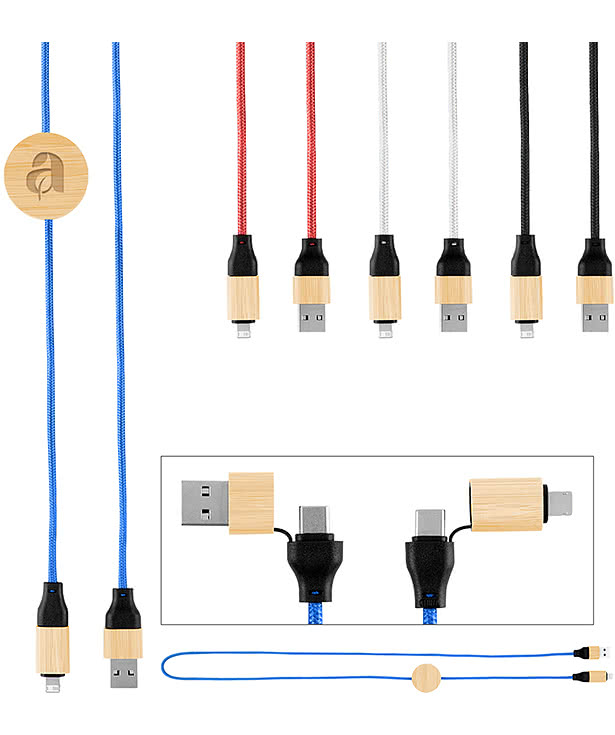 Laser Engraved 60W Bamboo Recycled Fast Charging Cable
