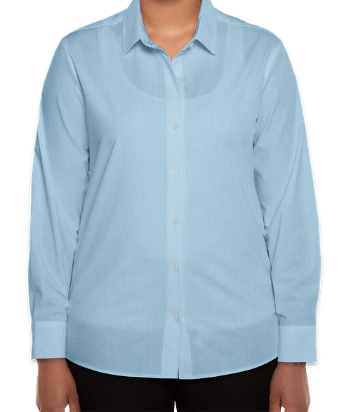 Mercer+Mettle Women's Stretch Woven Long Sleeve Shirt in Air Blue End On End