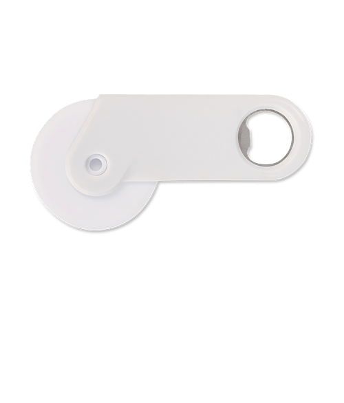 Pizza Cutter with Bottle Opener in White