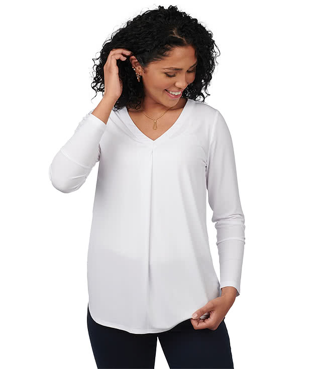 Edwards Women's Soft Pleated V-Neck Blouse