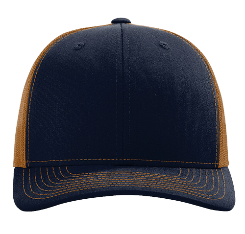 Richardson Snapback Trucker Hat - Embroidered in Navy / Carmel