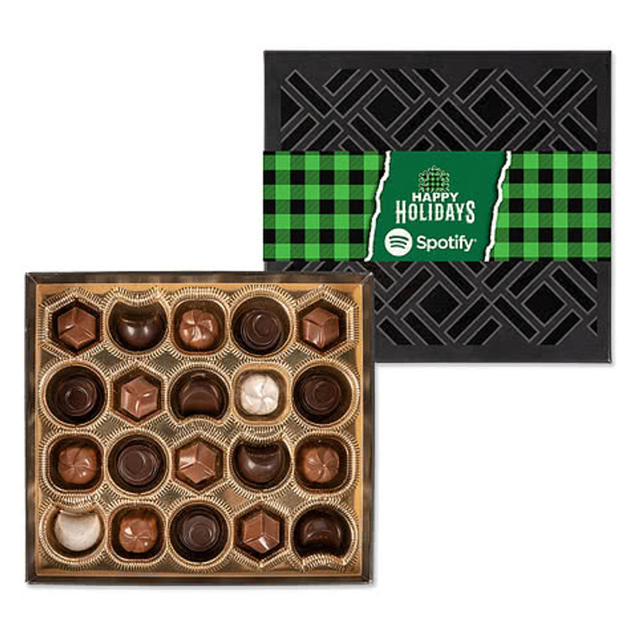 Full Color 20-Piece Gourmet Chocolate Truffle Box in Athletic Gold